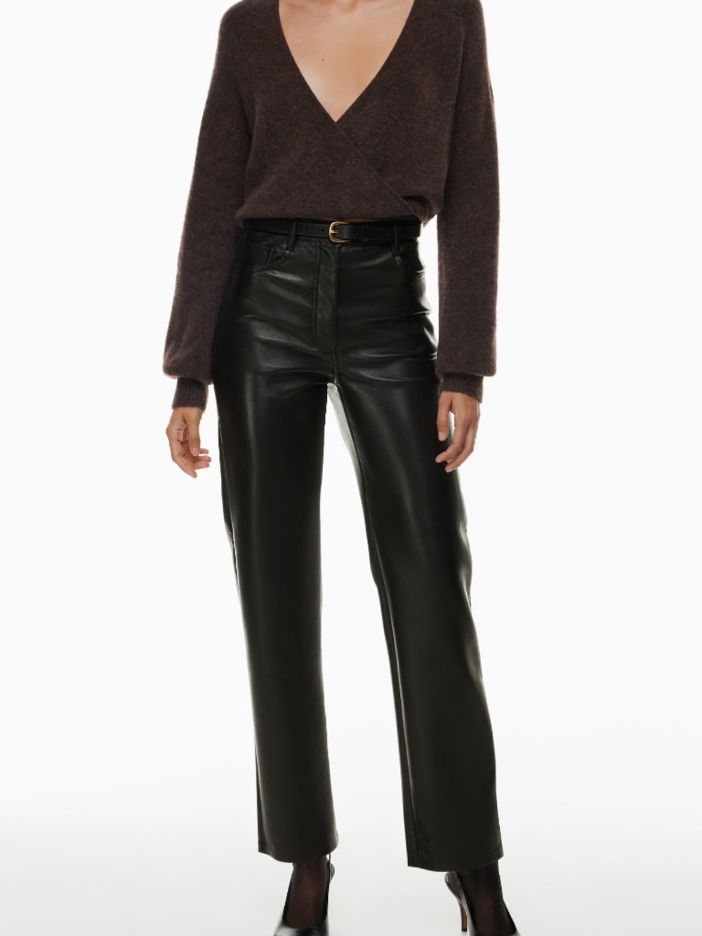 Aritzia Wilfred The Melina Pant – Black Vegan Leather – Size 2